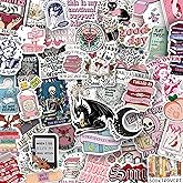 200 PCS Book Stickers for Kindle, Bookish Holographic Reading Booktok Sticker Pack for Adult, Waterproof Aesthetic Vinyl Decals for Laptop Ebook Readers Water Bottles