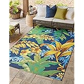 Unique Loom Outdoor Botanical Collection Area Rug - Calypso (4' x 6' Rectangle, Multi/ Light Blue)