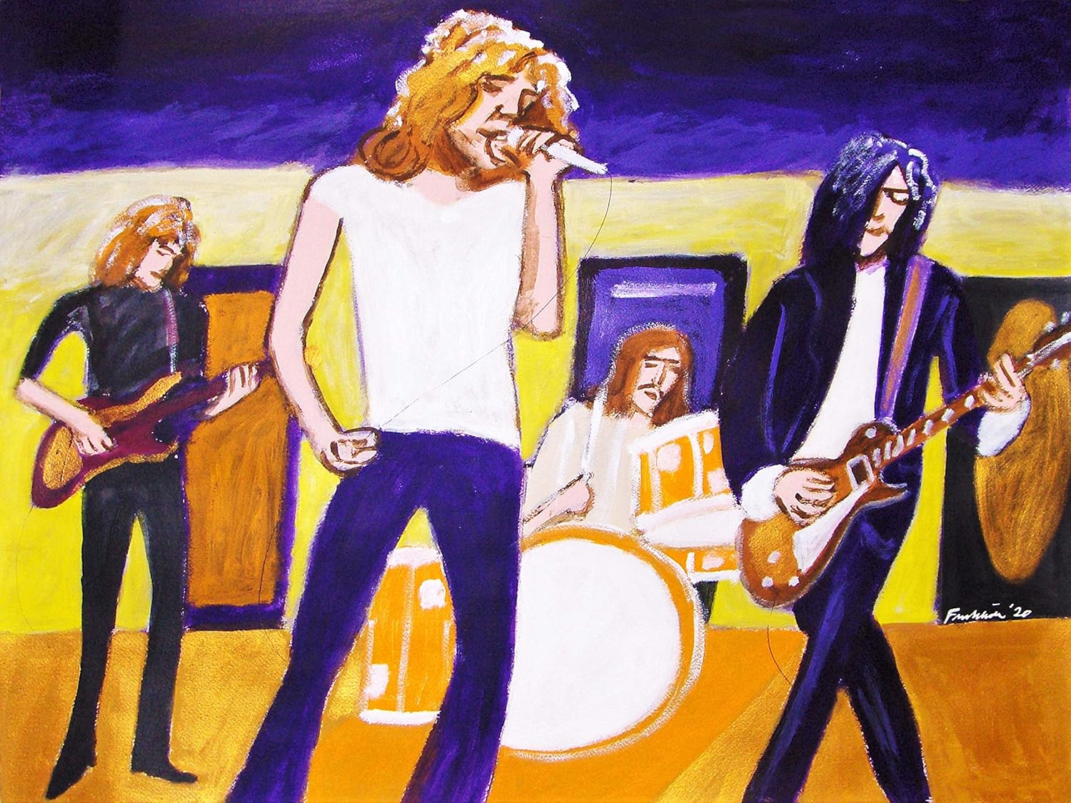 Amazon Com Led Zeppelin Painting Jimmy Page Robert Plant John