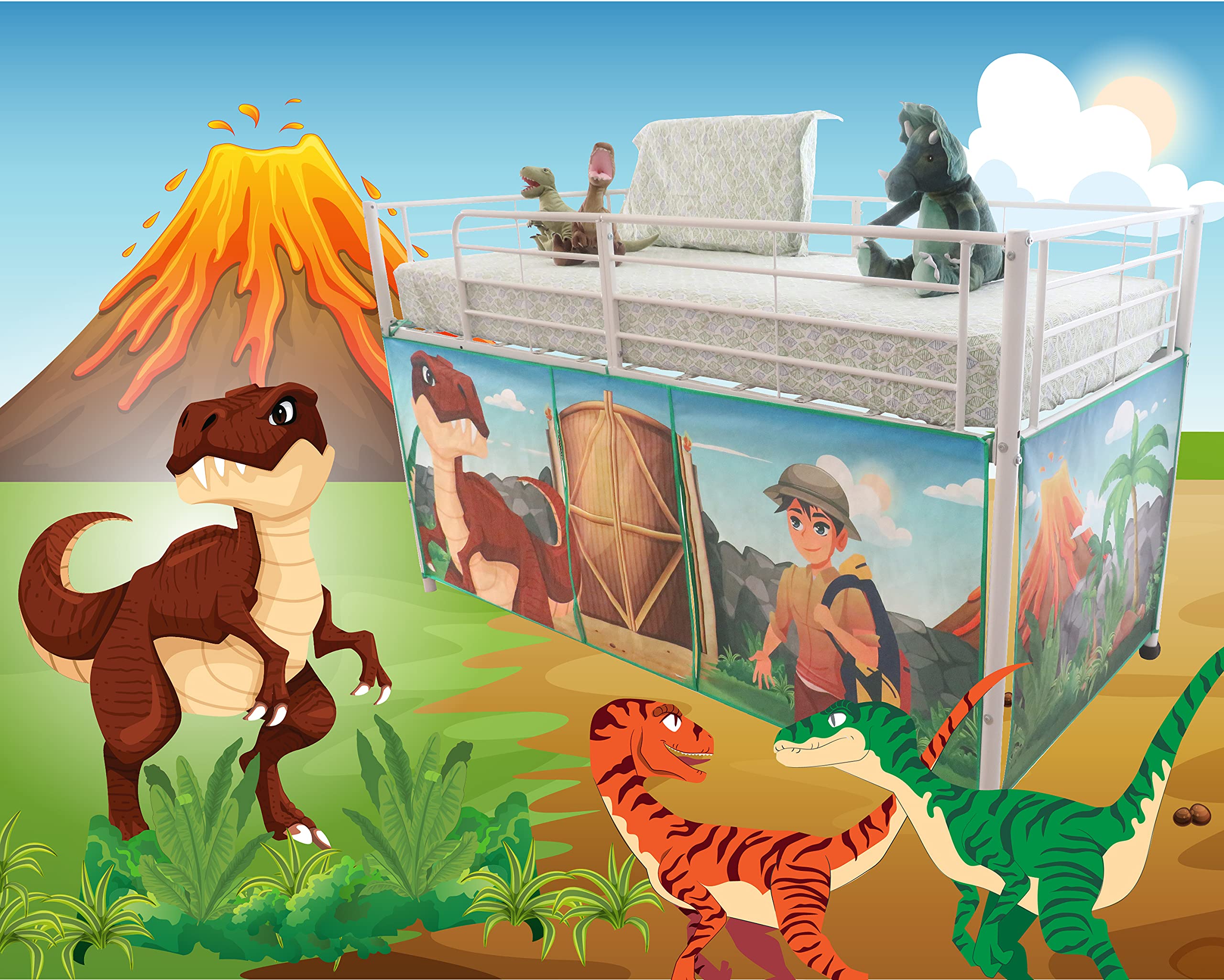 HedgehogEmporium Tent for Midsleeper Cabin Bed, Mid sleeper Danny the Dinosaur