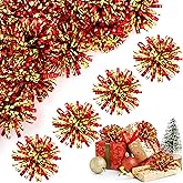 Yunlly 40 Pcs 4'' Christmas Bows Gift Wrapping Self-Adhesive Metallic Assorted Size Christmas Present Bows with Ribbon for Gift Basket, Holiday, Birthday, Anniversary(Red, Gold)
