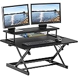 SHW 36-Inch Height Adjustable Standing Desk Sit to Stand Riser Converter Workstation, Black