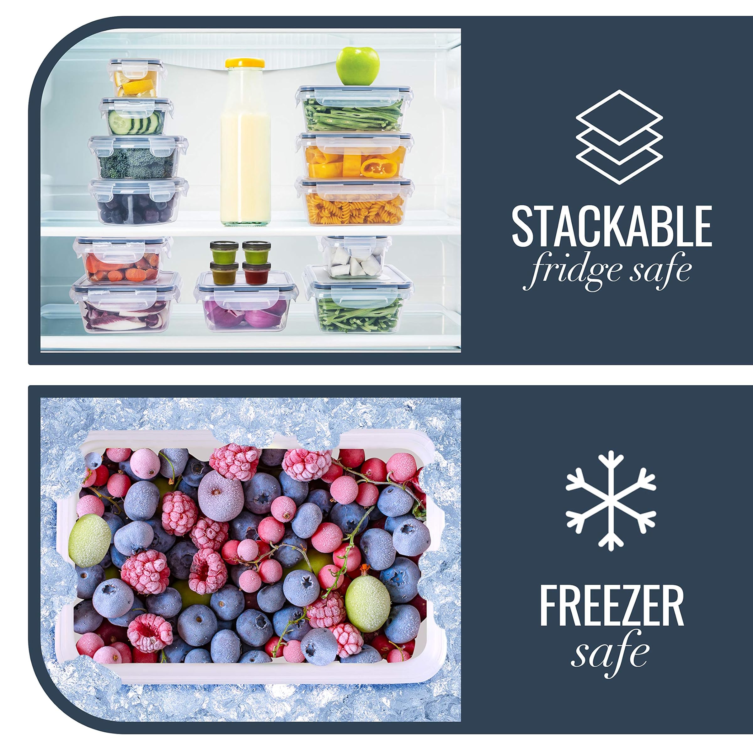 Fullstar Food Storage Containers with Lids - Plastic Food Containers with Lids - Plastic Containers Storage (Set of 20) - Plastic Storage Containers with Lids - Food Container Set BPA Free