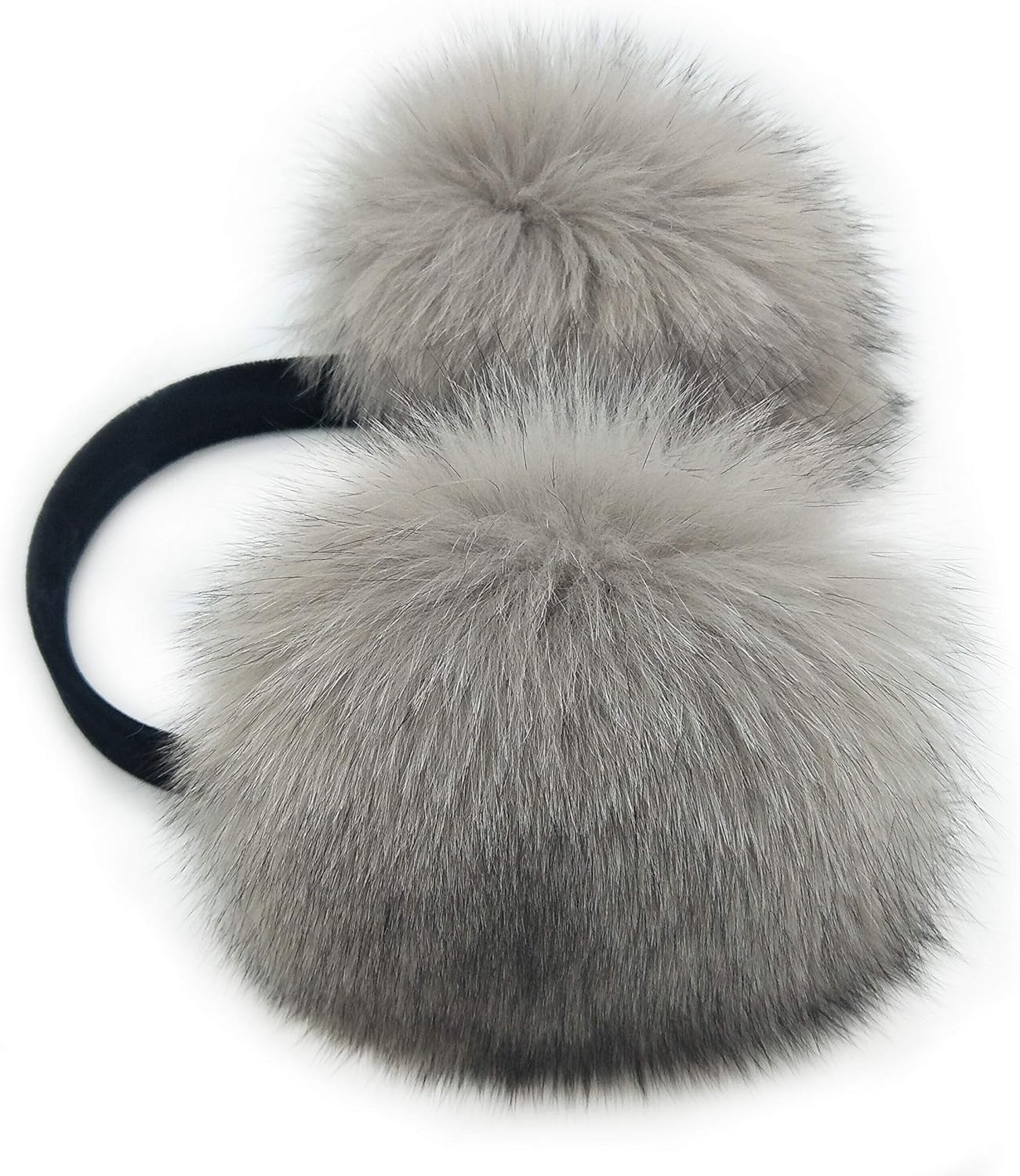 Real Fox Fur Earmuff (Black) at  Women’s Clothing store: Cold Weather Earmuffs
