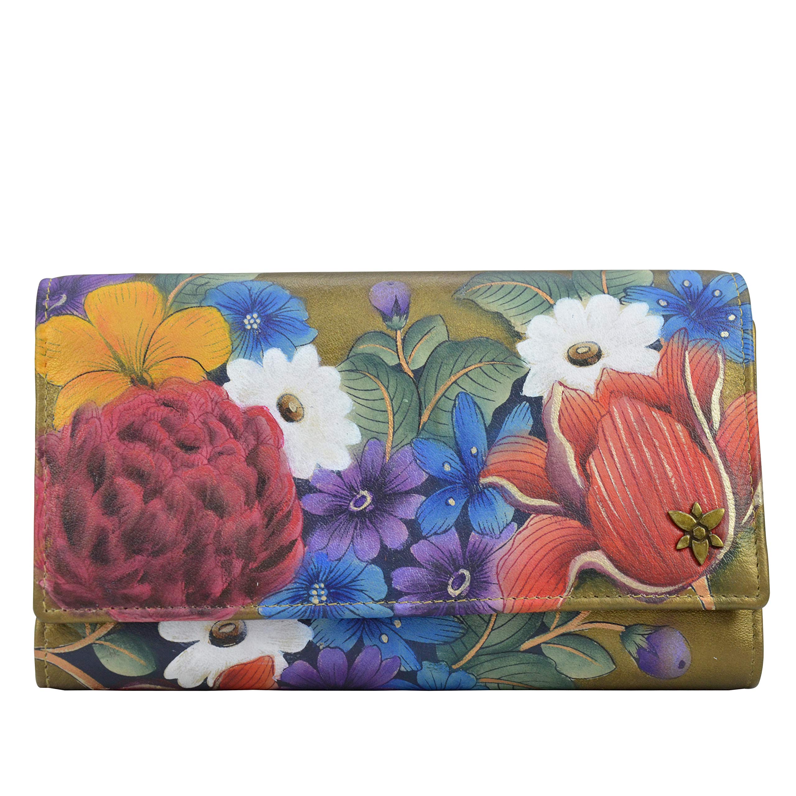Anuschka Women’s Genuine Leather RFID Checkbook Clutch - Dreamy Floral
