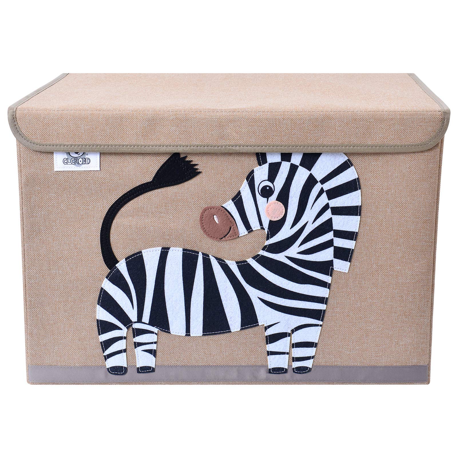 CLCROBD Foldable Kids Large Toy Chest with Flip-Top Lid, Collapsible Fabric Animal Toy Storage Organizer/Bin/Box/Basket/Trunk for Toddler, Children and Baby Nursery (Zebra)
