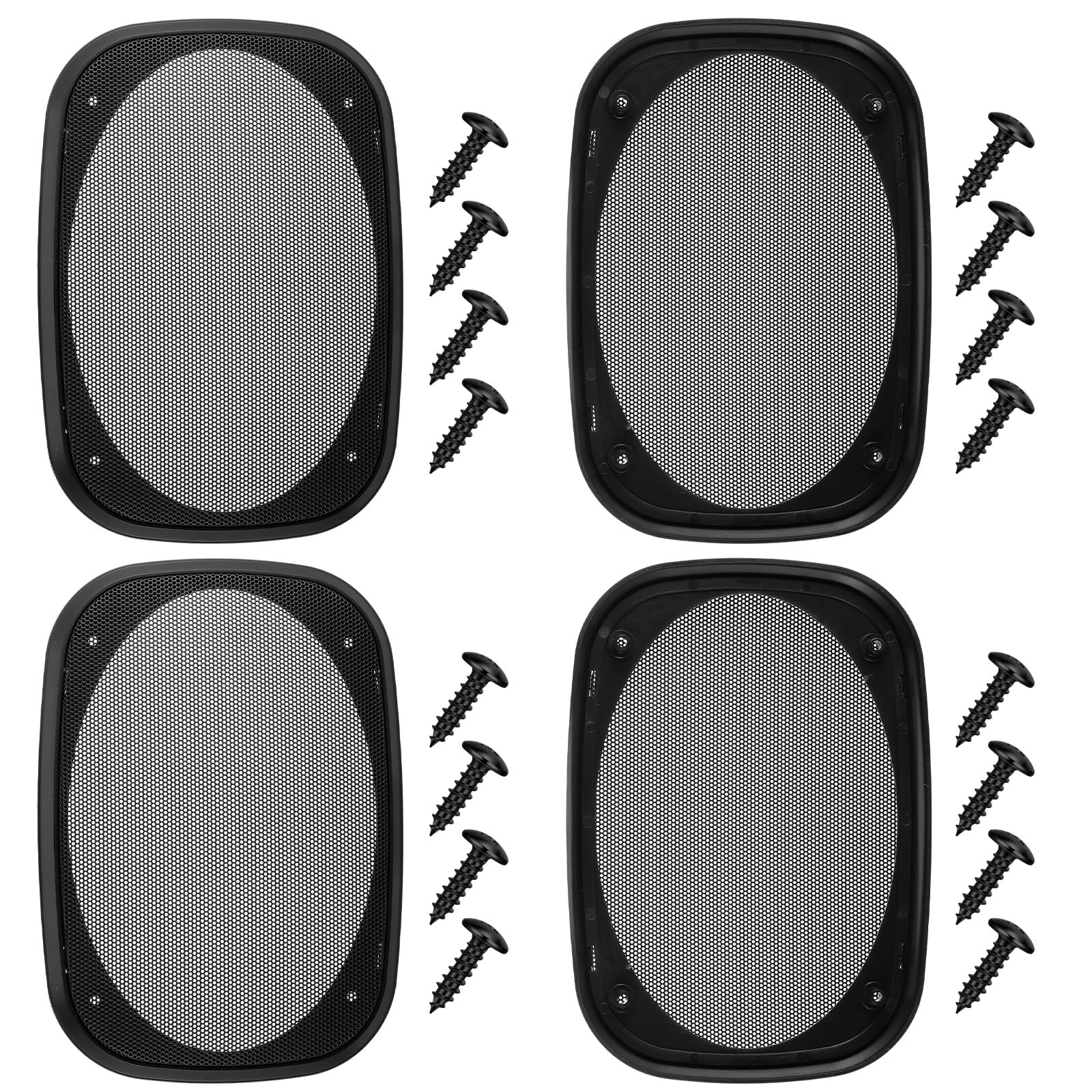 Photo 1 of Konohan 4 Pcs 6 x 9 Inch Speaker Grills Covers Car Speaker Cover Audio Guard Woofer Metal Grille Subwoofer Protector Plastic Frame with Metal Mesh