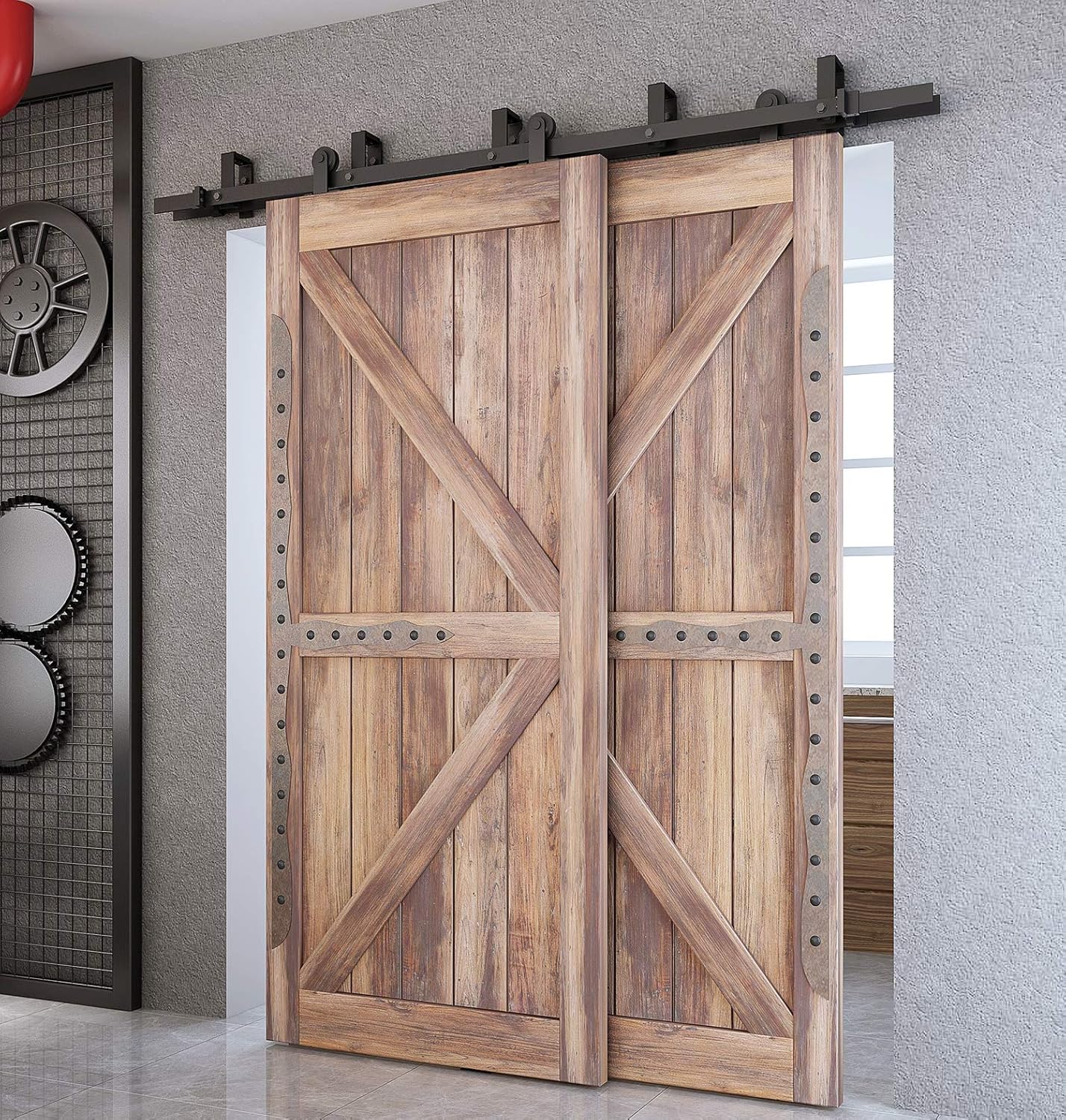 Amazon Com Diyhd 6ft Top Mount Bypass Doubke Sliding Barn Door