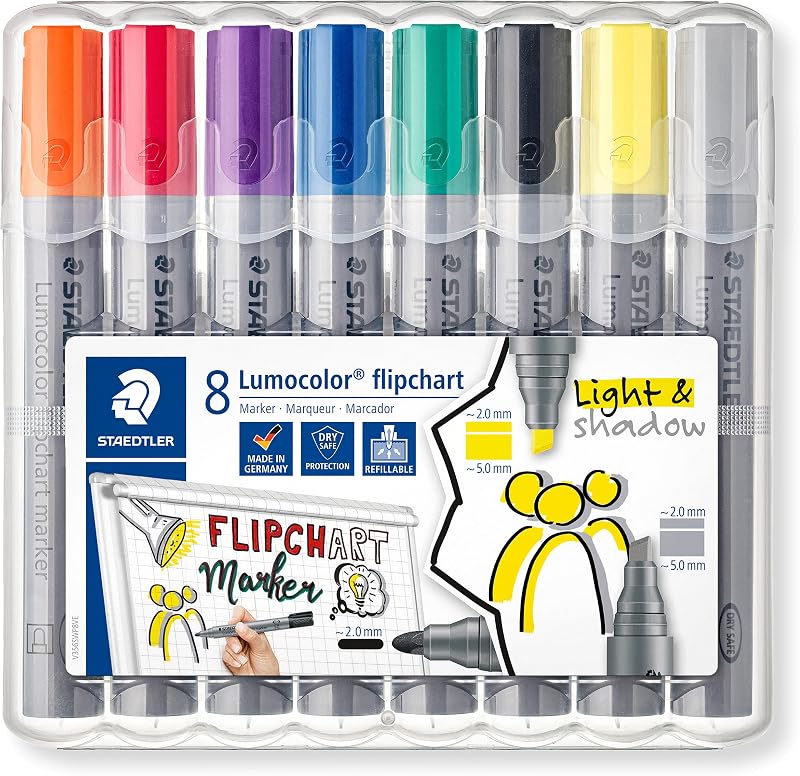 Lumocolor 356 Feutres flipchart – 8 couleurs, 2,0 mm