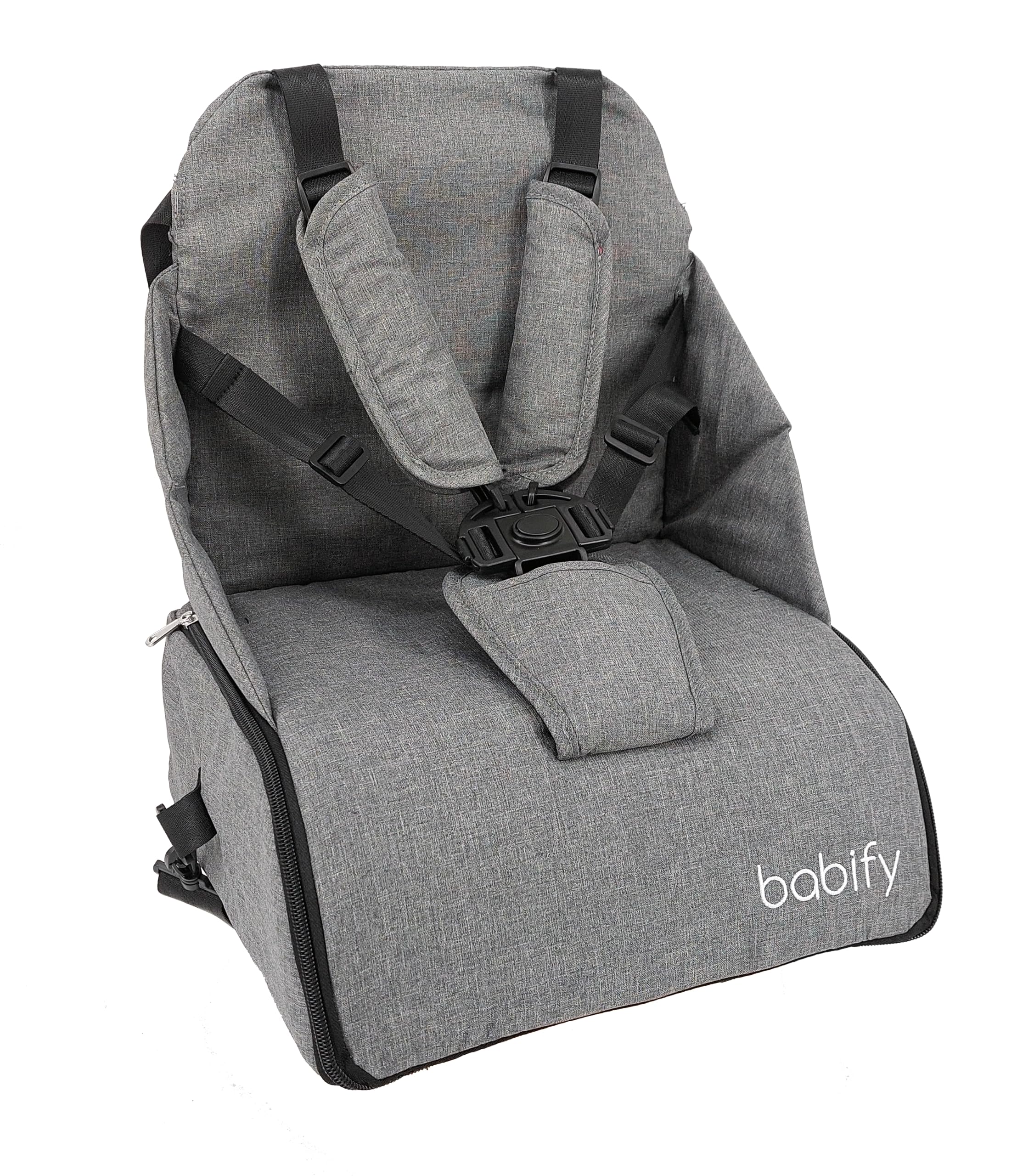 Babify 2-in-1 Travel High Chair with Storage - Soft Grey, 1 Count (Pack of 1)