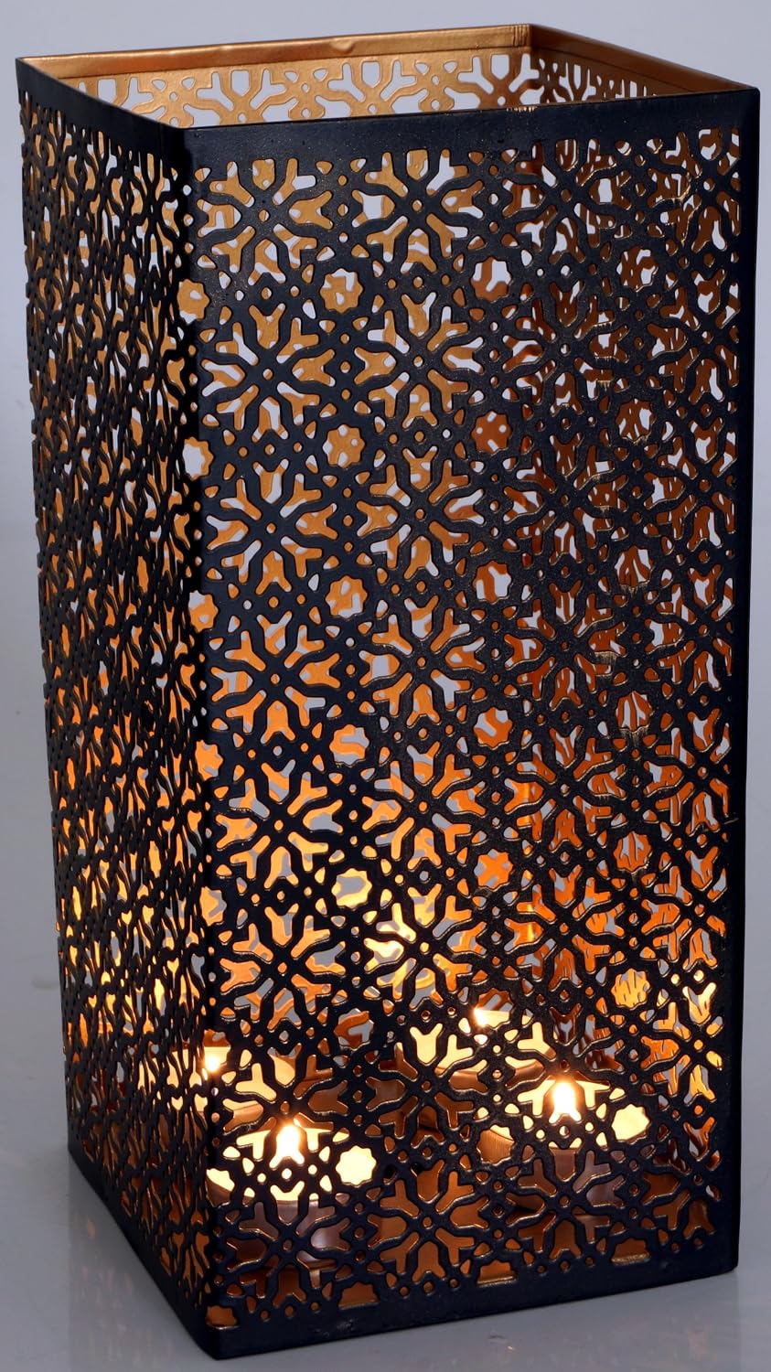 Runde Metall-Windlicht / Deckenlampe – Mit Filigranem Muster, 35 Cm, Für Teelicht Oder Als Pendelleuchte