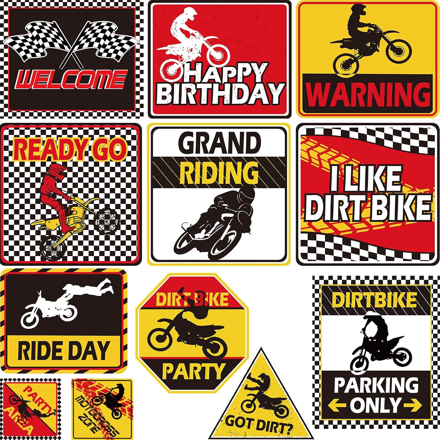 Zonon 12 Pieces Dirt Bike Party Decoration 9.8 inch Motorcycle Party