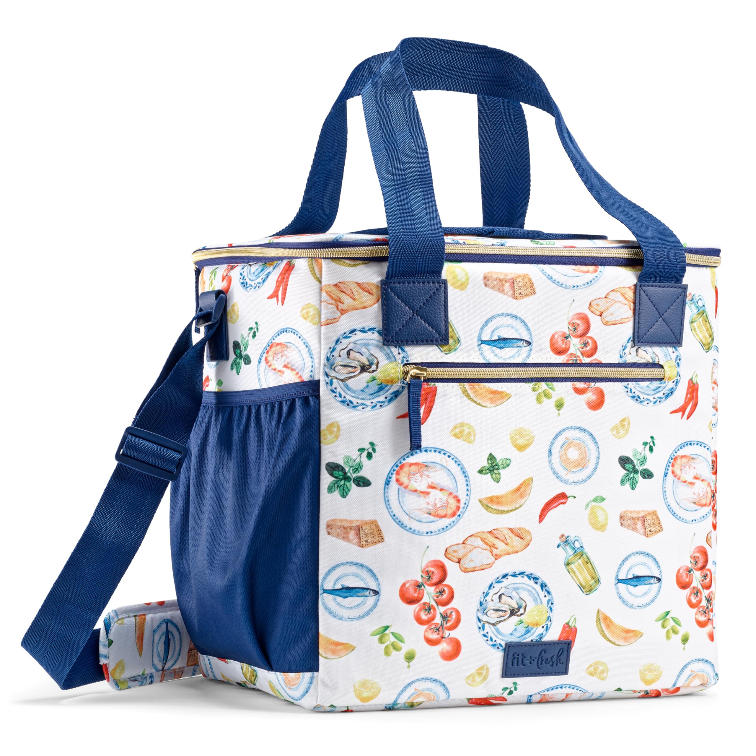 fit & fresh, 24-can soft cooler bag insulated leak-resistant, portable soft cooler, large cooler, so