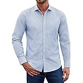 DEMEANOR Men's Plaid Button Down Shirts Cotton Long Sleeve Dress Shirt Regular Fit Wrinkle Free Business Casual Gingham Top