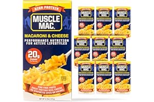 Muscle Mac High Protein Macaroni & Cheese Dinner with Real Cheese, 20g of protein, 6.75 oz (Pack of 10)
