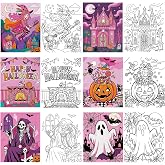 Halloween Pre Drawn Canvas to Paint, Pre Printed Canvas Boards, Pre Stretched Outline Painting Kits for Beginners, Adults, Party Favors & Spring Craft Activities