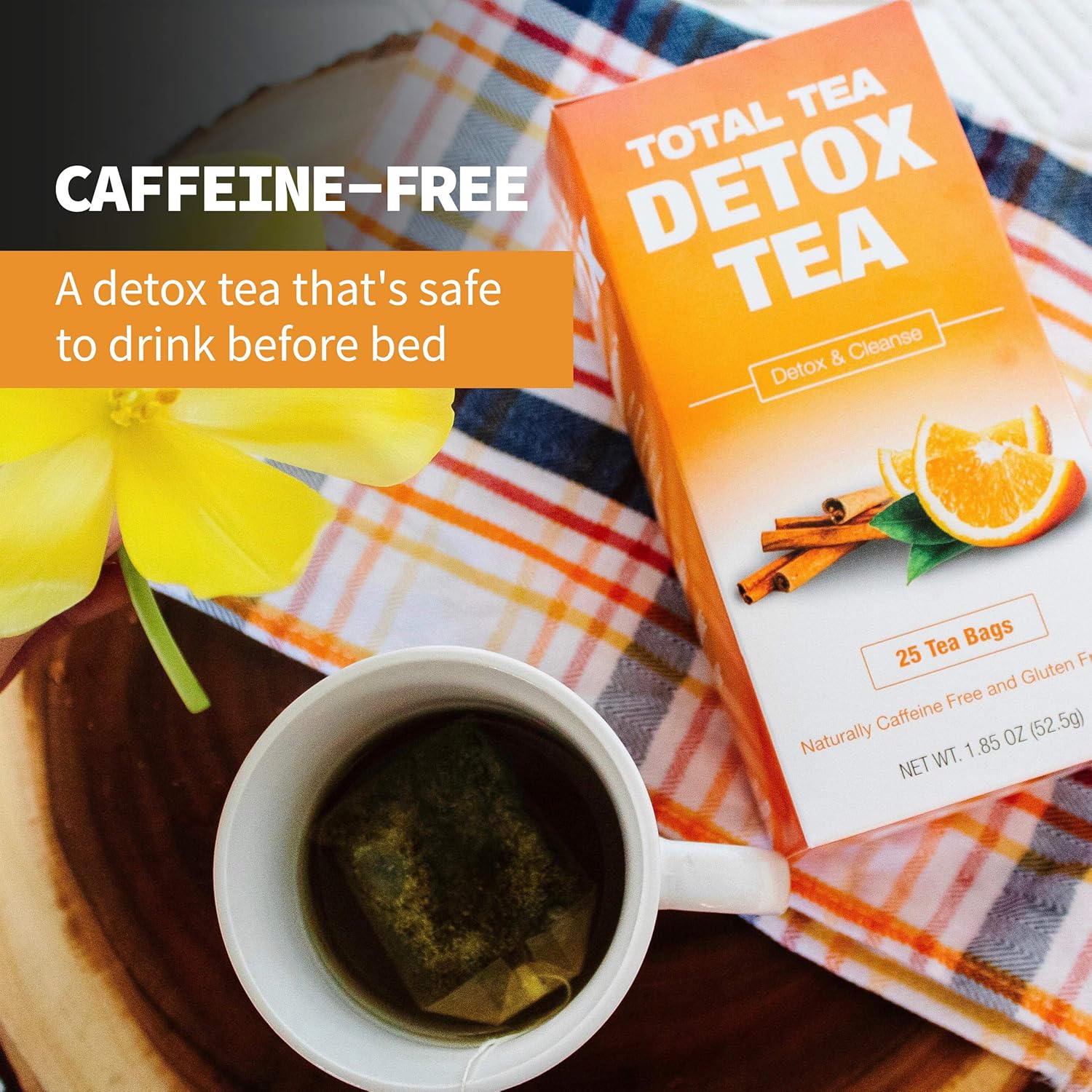 Total Tea Caffeine Free Detox Tea - All Natural - Slimming Herbal Tea for Gentle Cleansing - 25 Tea Bags : Herbal Supplements : Grocery & Gourmet Food