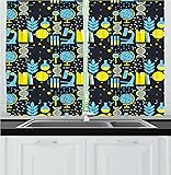Ambesonne Education Kitchen Curtains, Science Class
