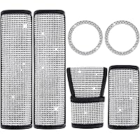 6 Pieces Bling Rhinestone Car Accessories Crystal, Shift Gear Cover, Auto Handbrake Cover, 2 Pieces Seat Strap Belt…