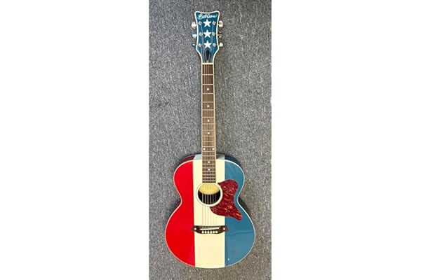 Buck Owens Enterprises Acoustic Guitar, Vintage, Red, White, and Blue