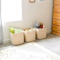 NaturalCozy Storage Cubes 11 Inch Cotton Rope Woven
