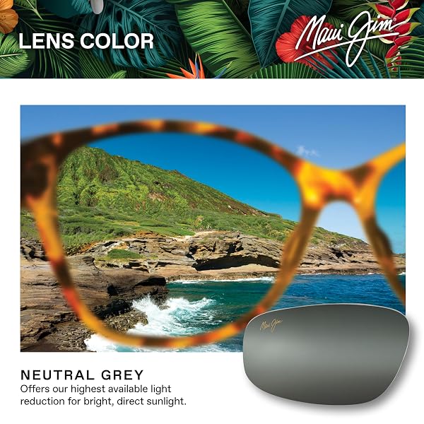 MAUI JIM MEN’S & WOMEN’S AMBERJACK POLARIZED RECTANGLE SUNGLASSES, MATTE BLACK W/BLACK RUBBER/NEUTRAL GREY POLARIZED, LARGE FIT