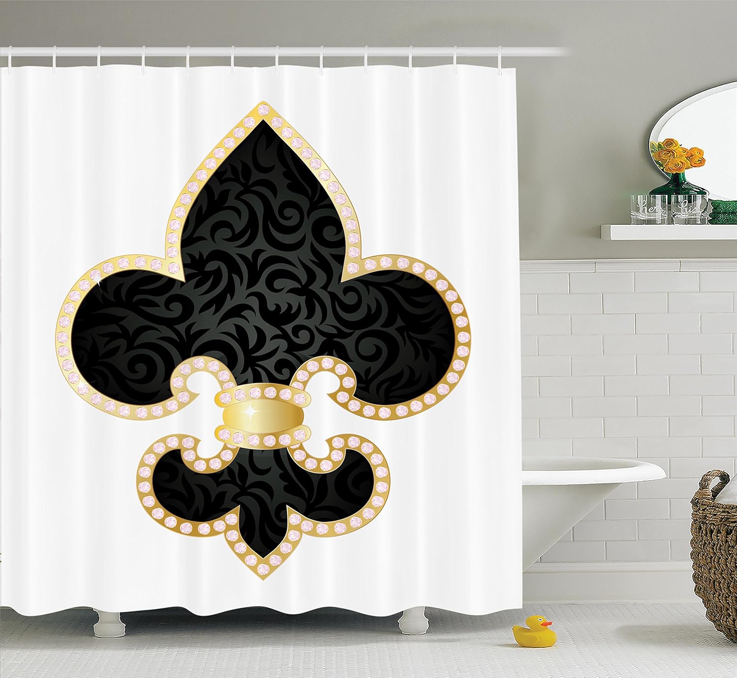 Amazoncom Ambesonne Fleur De Lis Shower Curtain Royal Legend Lily