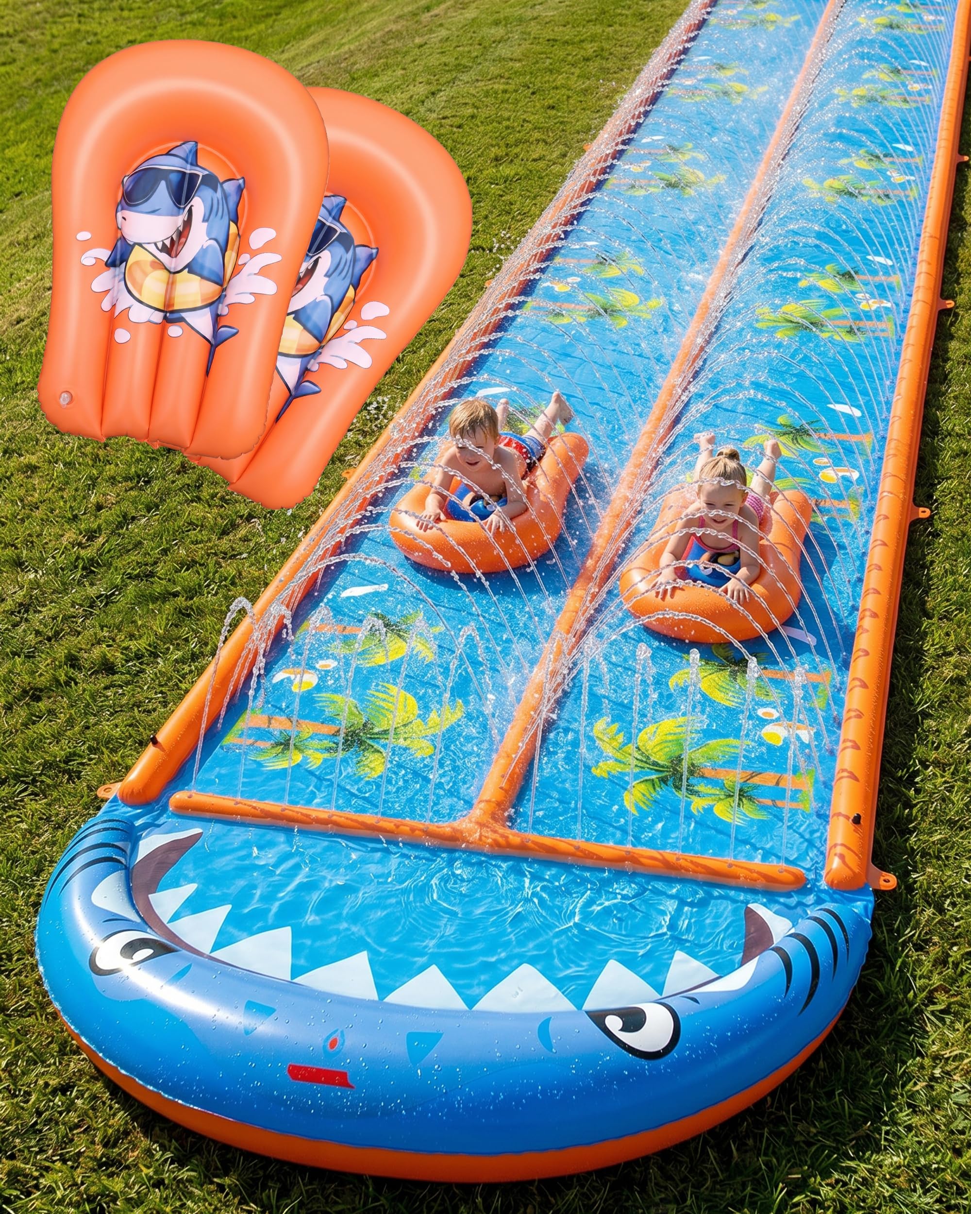 40×5.9ft heavy duty slip and slide with sprinkler and 2 boards, water slide for adults with 3-way wa