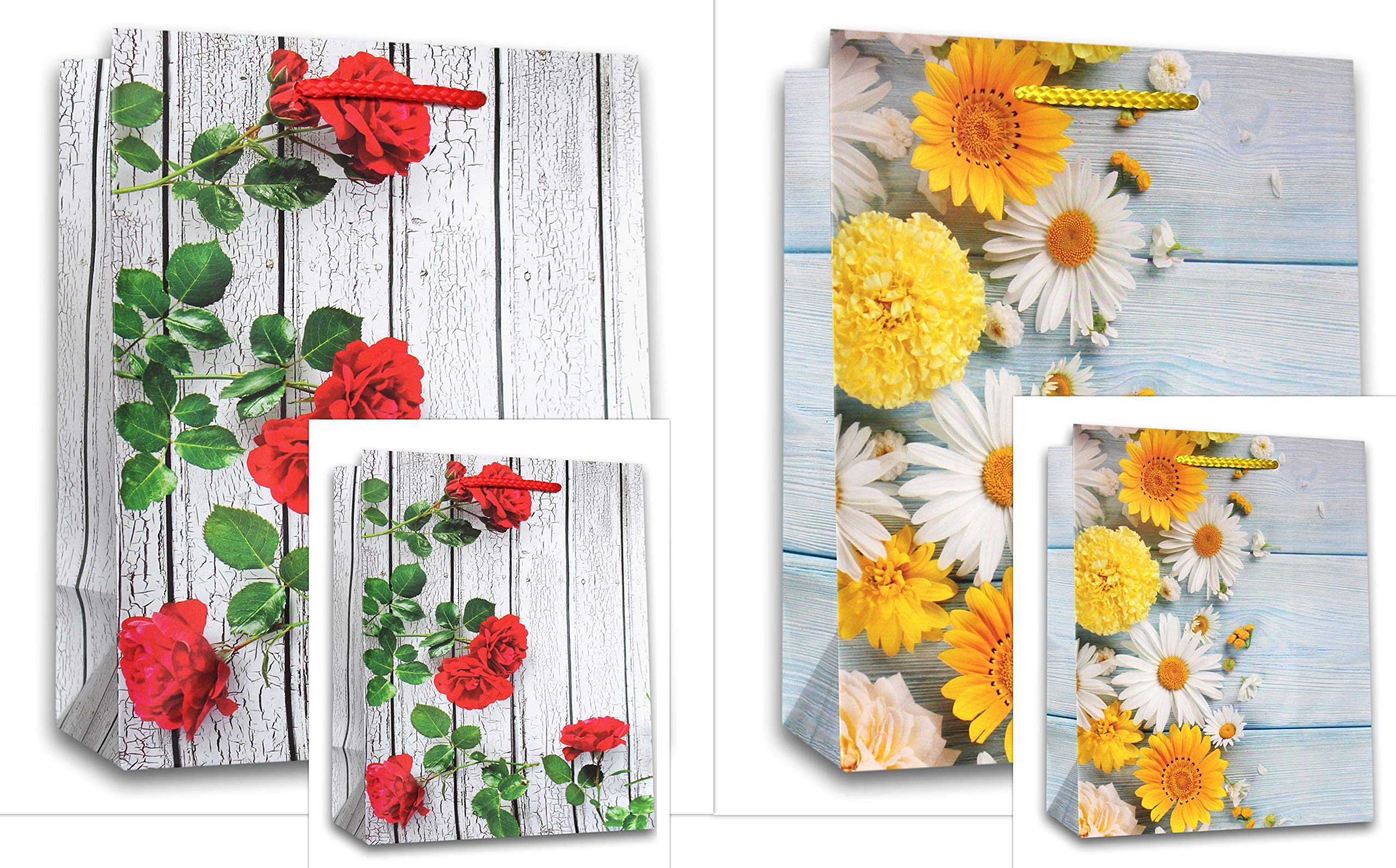 Set of 4 Gift Bags DIN A4 and DIN A5 Gift Bags 18 x 23 x 10 cm and 32 x 26 x 12 cm Birthday Gift Bags Paper 160 g/m2 Gift Packaging Set Combi Large 04