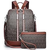 VANSARTO Backpack Purse for Women Vegan Leather Travel Backpack with Wristlet, Designer Convertible Shoulder Bag Satchel Handbag, Lightweight Fashion Backpack with Wide Strap, Coffee/Brown