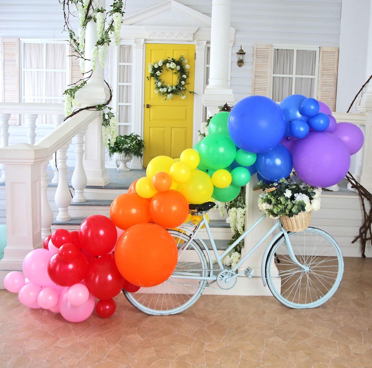 Kit Arche De Ballons Arc En Ciel 85 Ballons En Latex 5m D Attaches Pour Guirlande Autocollants Ruban Variete De Tailles Et Couleurs Decorations Pour Anniversaire D Enfants Amazon Fr Jeux