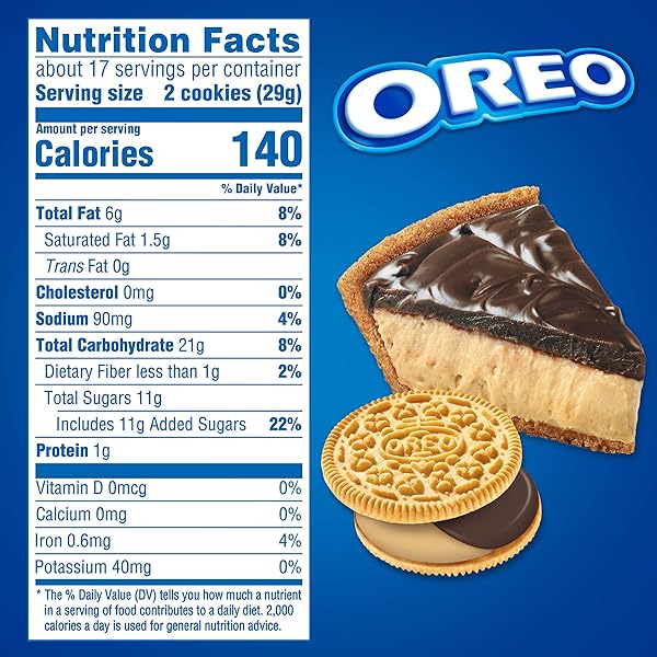 OREO CHOCOLATE PEANUT BUTTER PIE SANDWICH COOKIES, FAMILY SIZE, 17 OZ