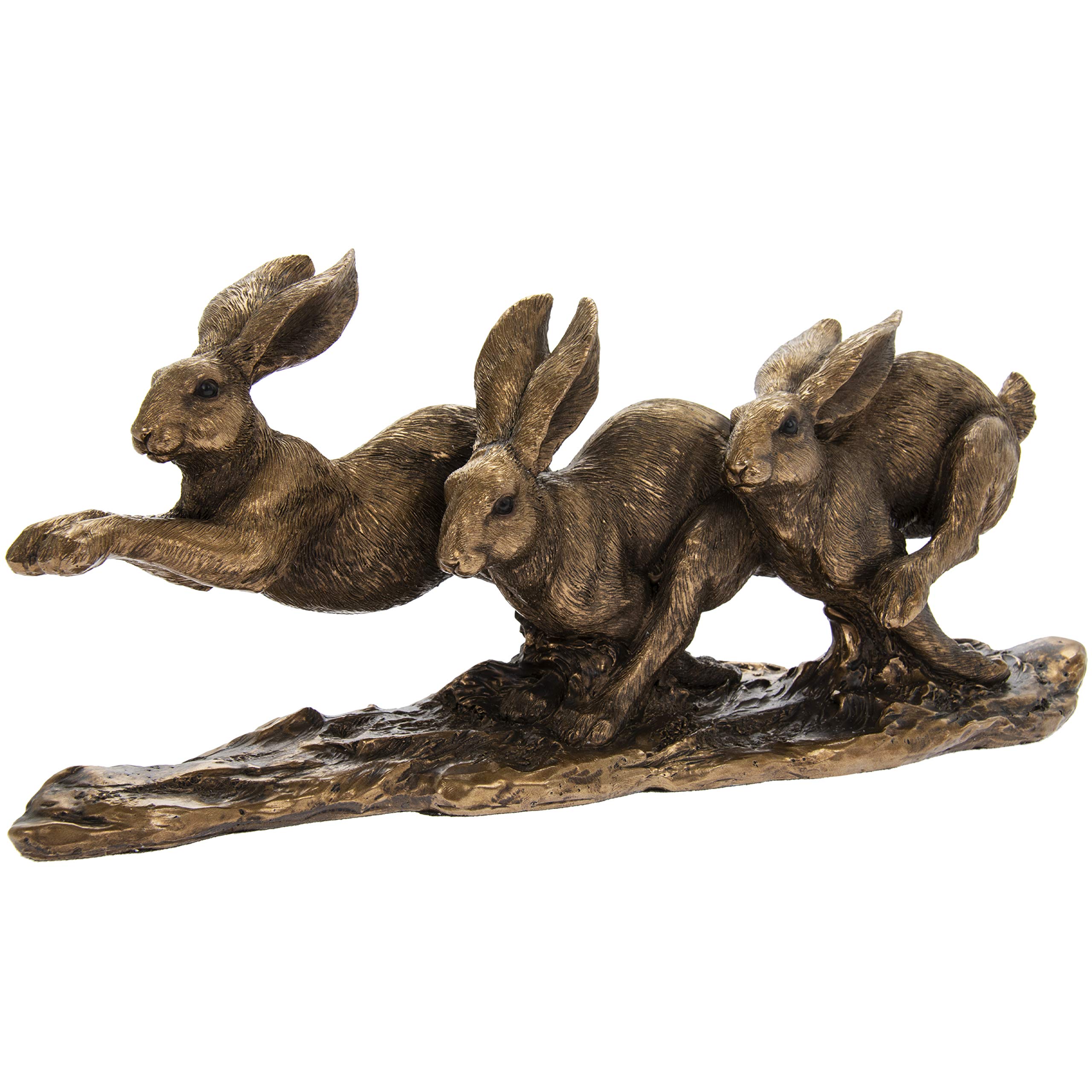 Bronzed Three Running Hares Ornament