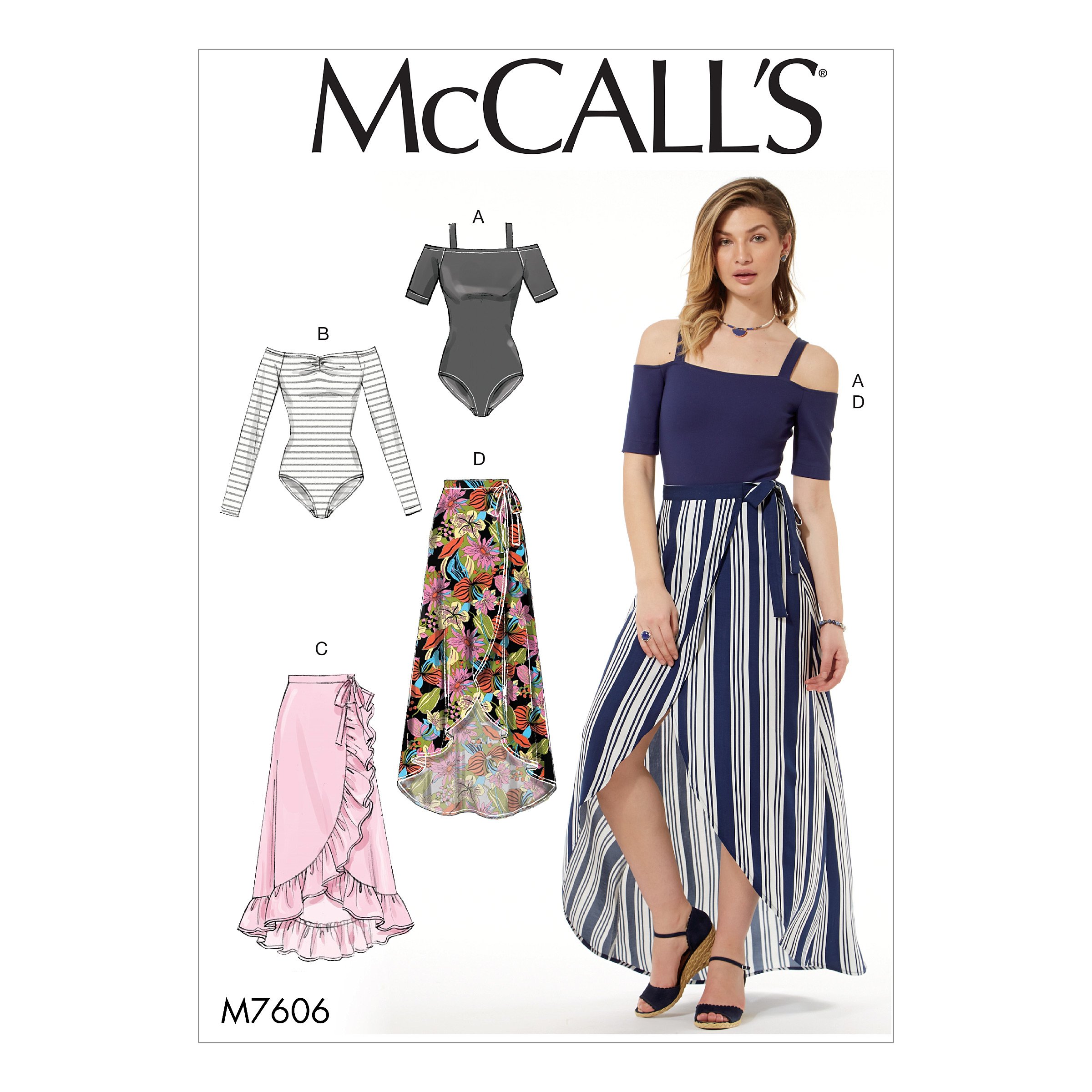 Mccall's Patterns 7606 Y,Misses Bodysuits and Skirts,Sizes XSM-MED, Tissue, Multi/Colour, 17 x 0.5 x 0.07 cm