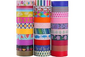 MPOPUUL Ninico 30 Rolls Washi Tape Set - 10mm Wide, Colorful Flower Style Design, Decorative Masking Tape for DIY Craft Scrapbooking Gift Wrapping