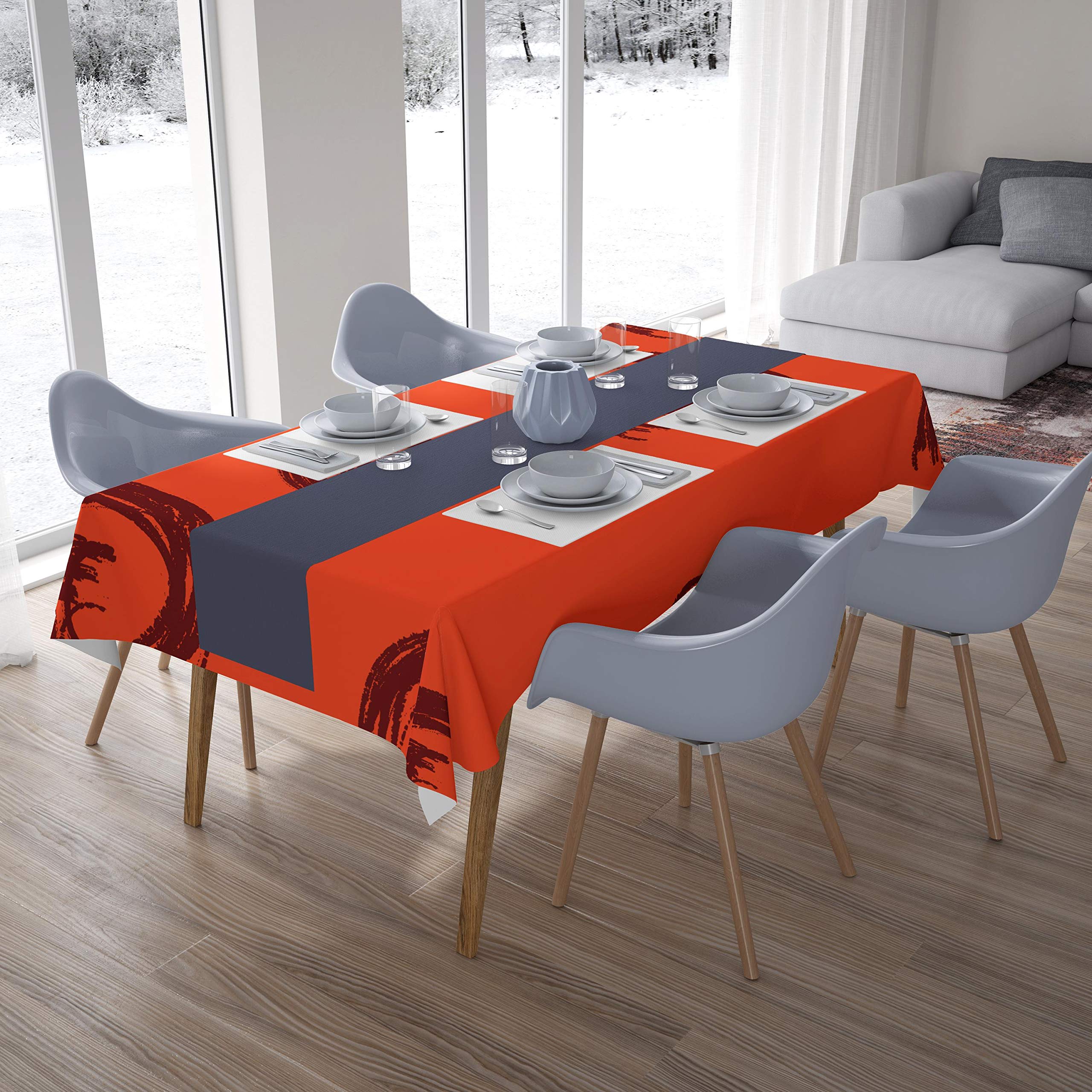 Bonamaison Kitchen Decoration, Tablecloth, Orange Bordeux, 140 x 200 Cm - Designed and Manufactured in Turkey