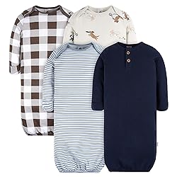 Gerber Baby 4-Pack Sleeper Gown, Navy Dogs, Newborn