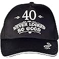MEANT2TOBE 40th Birthday Gifts for Men, 40th Birthday Hat and Sash Men, 40 Never Looked So Good Baseball Cap and Sash, 40th Birthday Party Decorations, 40th Birthday Accessories & Supplies
