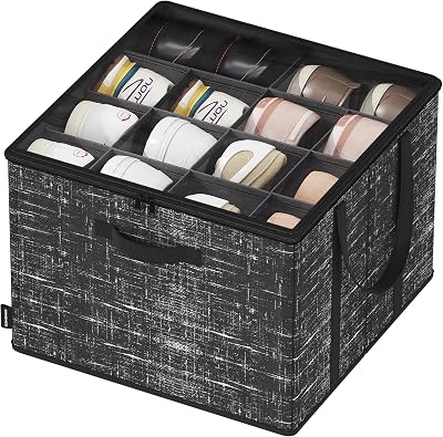 Organizador Zapatos, Asas, Tapa Transparente, Negro Tinta