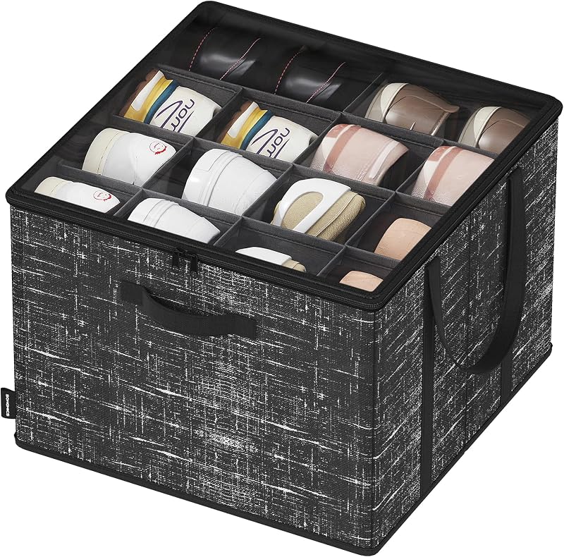 Organizador Zapatos, Asas, Tapa Transparente, Negro Tinta