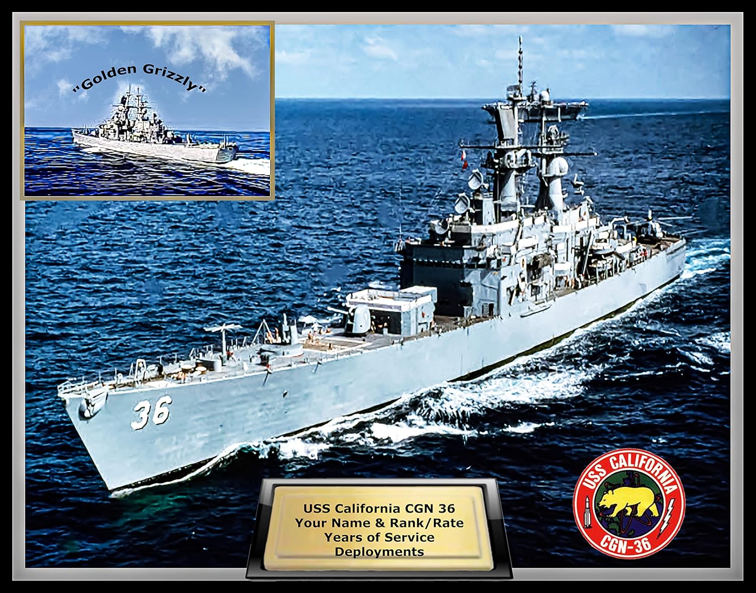 Photographs - USS California CGN 36, Custom Personalized Photo. US Navy Ships, Navy Cruiser.