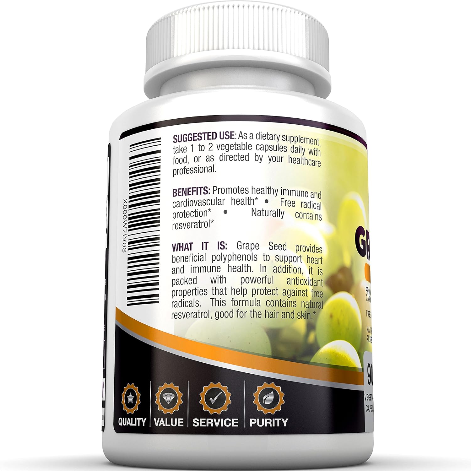 BRI Nutrition Grapeseed Extract - 400mg Maximum Strength 95% Proanthocyanidins Standardized Extract - Immune System Booster & Antioxidant for Heart, Brain, Bone & Skin Health - 90 Veggie Capsules: Health & Personal Care