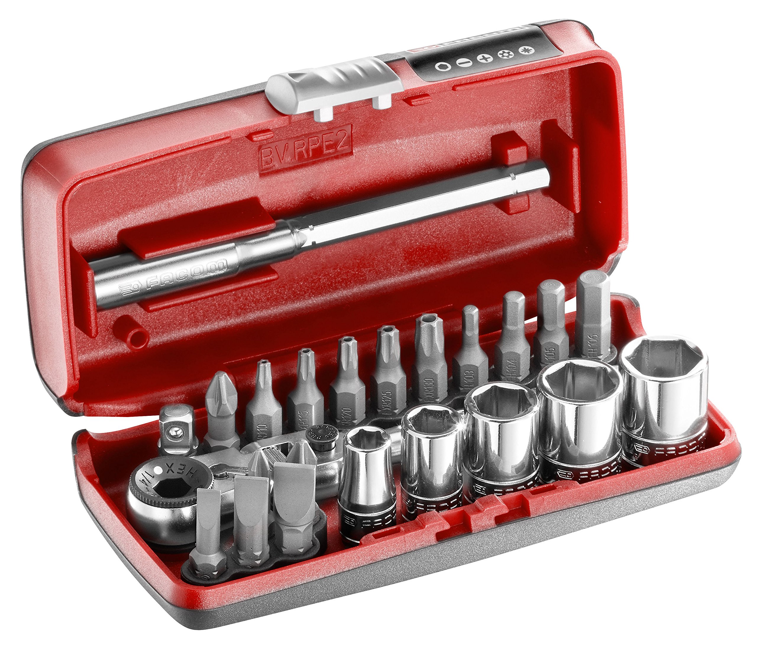 Facom R1PICO.PG - 1/4" Clamping/Screwing Set 23 Pieces - Bit Holders and Sockets