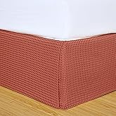 Chezmoi Collection Pleated Waffle Weave Bed Skirt, Tailored Dust Ruffle Easy Fit 14-Inch Drop, Machine Washable (California K