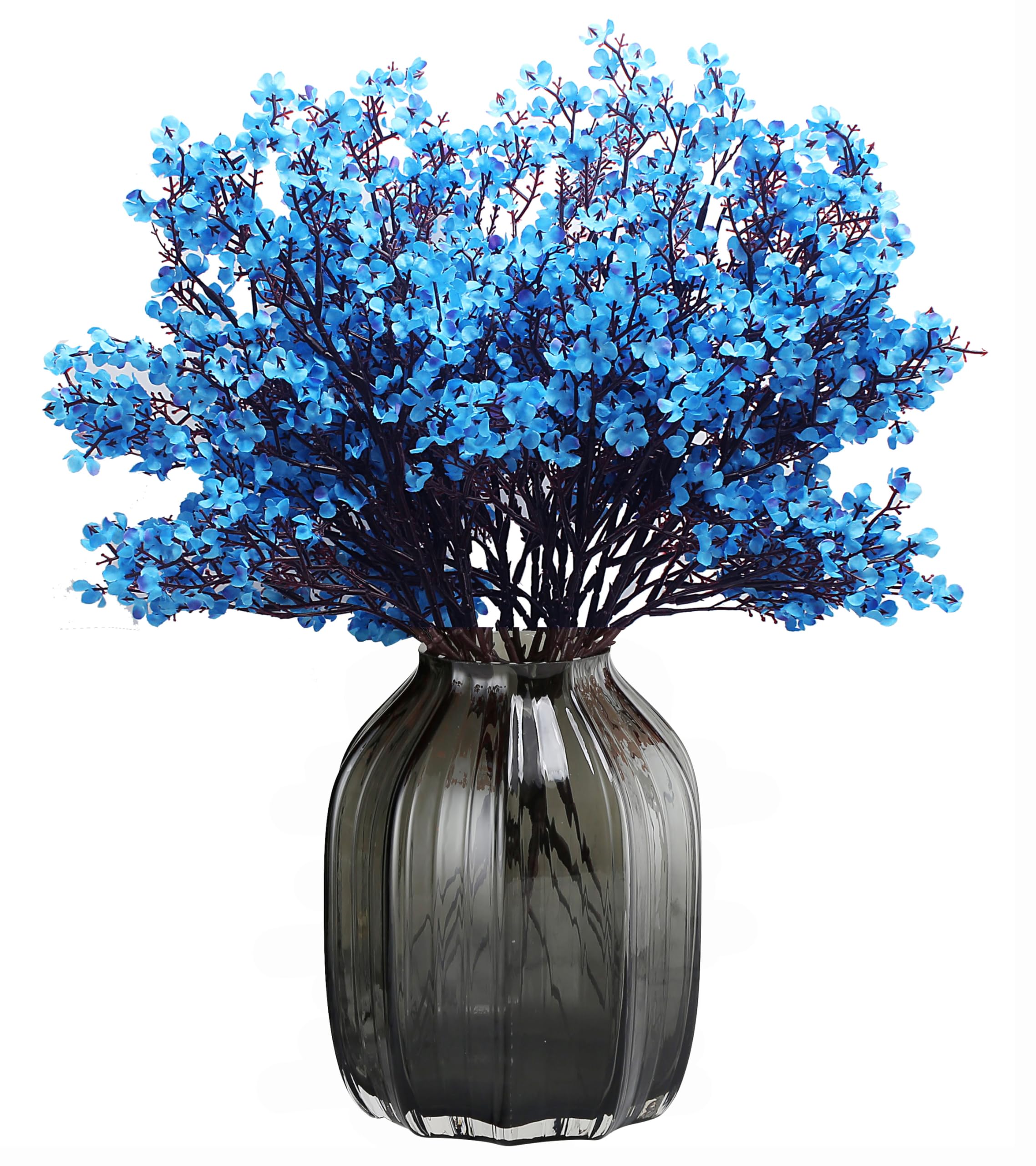 JAKY-Global Babys Breath Silk Artificial Flowers Bulk 12pcs for Spring Decor Fake Flower Bouquet Bulk for Home Kitchen Indoor Bouquet Floral Arrangement Table Centerpieces Party Decor(Blue 12pcs)