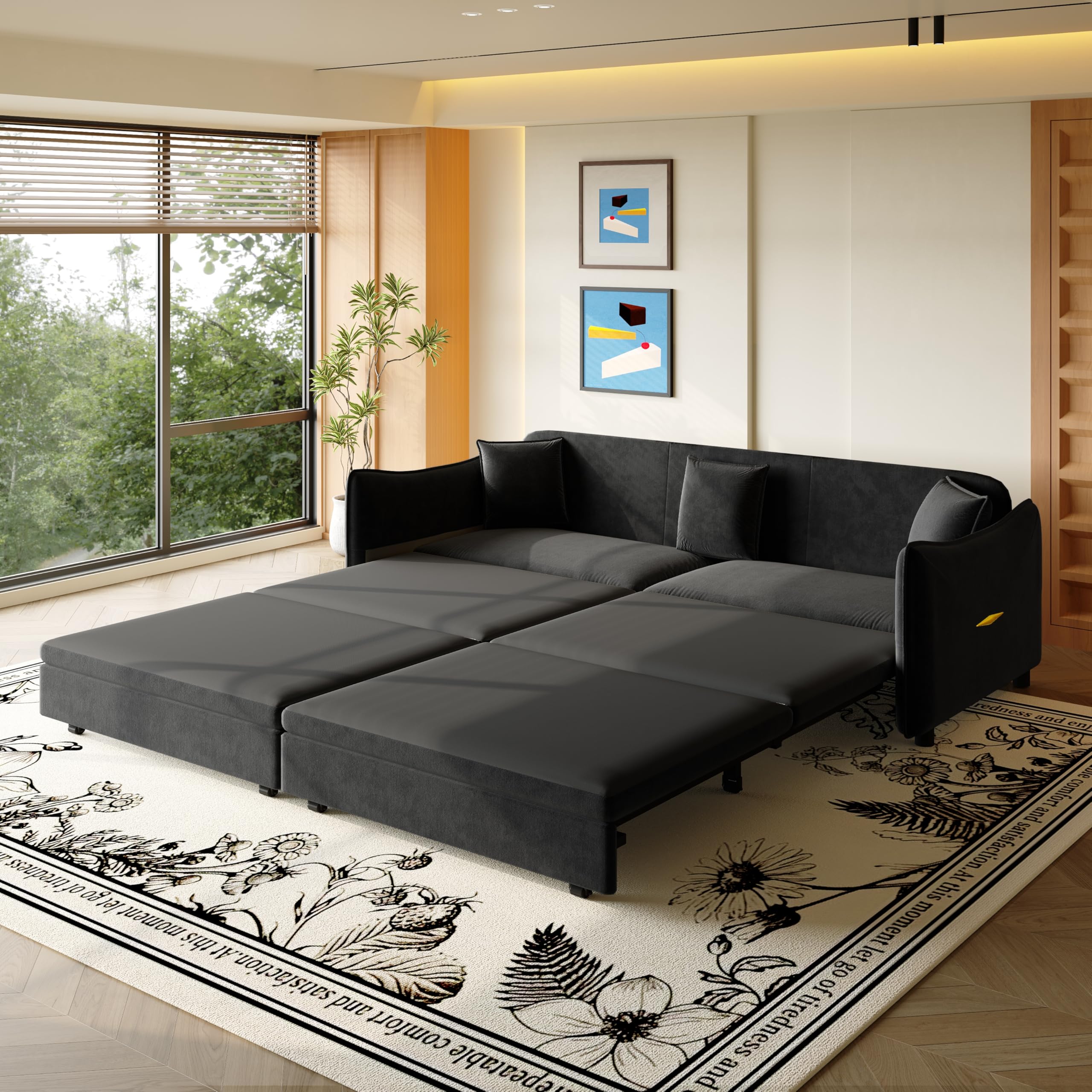 Photo 1 of **SELLING FOR PARTS AS PARTIAL SET. ONE BOX PF TWO**KEIKI 81.9" Sleeper Sofa, 3-in-1 Pull Out Couch Bed with Premium Velvet Upholstery, Perfect for Movie Nights, Overnight Guests, and Modern Home Decor