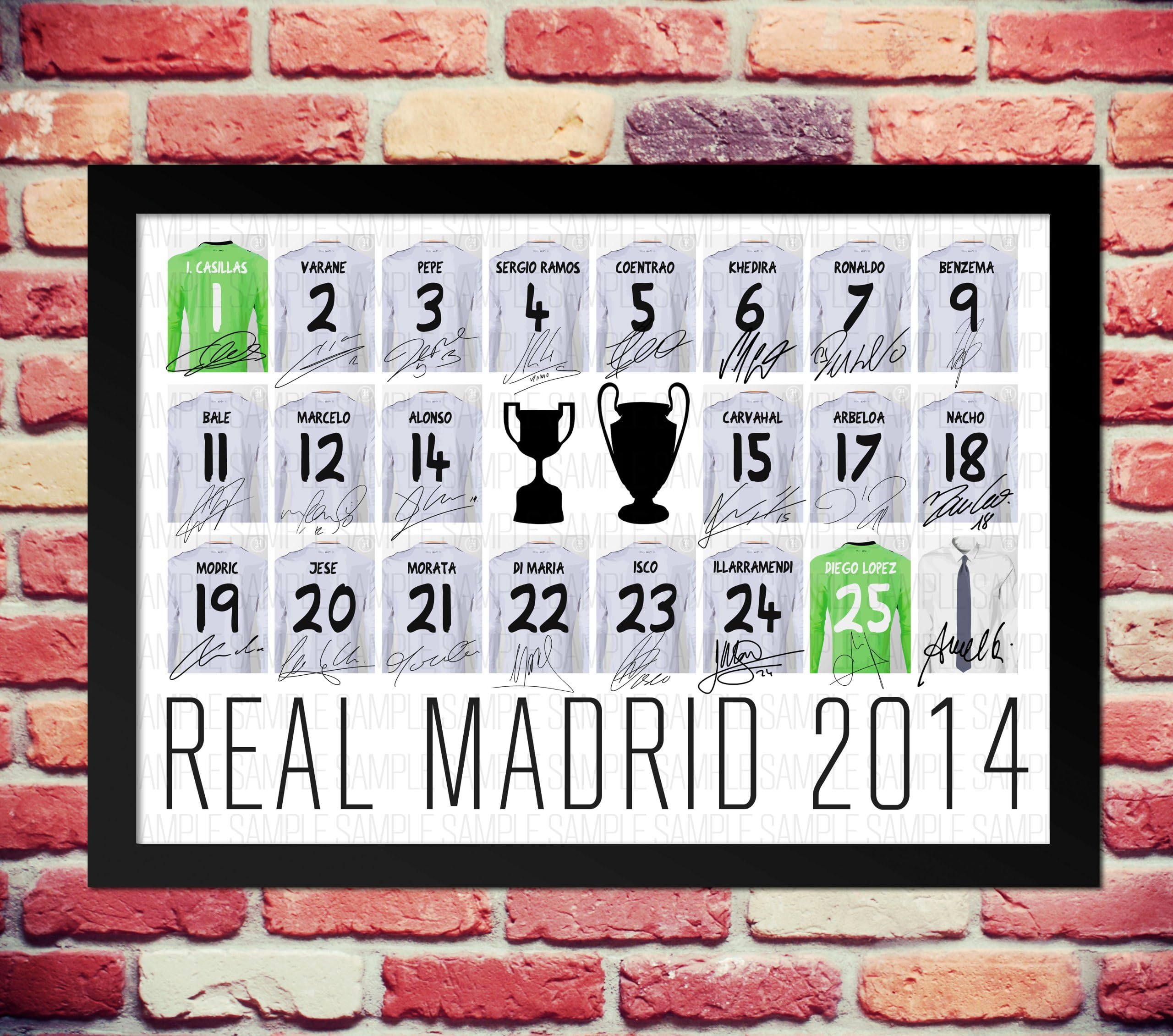 A4 PHOTO PRINT REAL MADRID EUROPEAN CUP CHAMPIONS LEAGUE & COPA DEL REY WINNERS 2013-2014 WINNERS CHAMPS TROPHY NEW SEASON ALL SQUAD TEAM PLAYERS SIGNED AUTOGRAPH A4 WITH PRINTED AUTOGRAPHS PHOTO PRINT PHOTOGRAPH UNIQUE DESIGN ART ARTWORK PICTURE AUTOGRAPHED AUTOGRAFO AUTOGRAAF AUTOGRAPHE AUTOGRAF SIGNATURE ASSINATURA FIRMA UNTERSCHRIFT HANDTEKENING DEDICACER AUTOGRAMM SIGNEREN POSTER GIFT PRESENT XMAS CHRISTMAS BIRTHDAY CRISTIANO RONALDO GARETH BALE IKER CASILLAS SERGIO RAMOS VARANE MORATA KARIM BENZEMA ANGEL DI MARIA SMI KHEDIRA XABI ALONSO PEPE MARCELO CARVAHAL FABIO CONENTRAO ARBELOA ISCO LUCA LUKA MODRIC