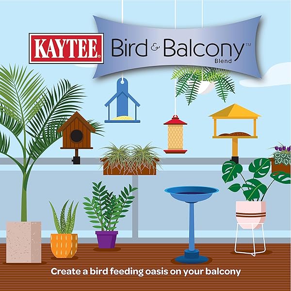 KAYTEE BIRD & BALCONY WILD BIRD FOOD NO MESS SEED BLEND FOR CITY DWELLING BIRDS LIKE FINCHES, SPARROWS, MOURNING DOVES AND MORE, 5 LB