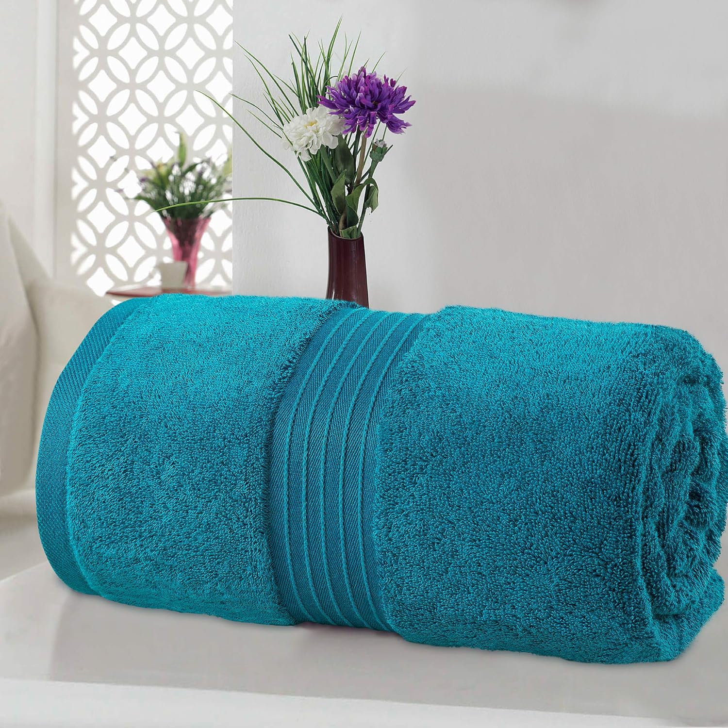 Bliss Casa Large Bath Sheets 35 x 70 Inch (1 Pack) 600 GSM Combed Cotton Highly Absorbent Quick Dry Hotel Bath Sheet Set (Navy): Home & Kitchen