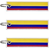 3 Pcs Colombia Colombians Country Flag Keychain,Woven label Key Chains for Car Keys,Fabric Key Chains Men and Women,Used for Various Decorations.
